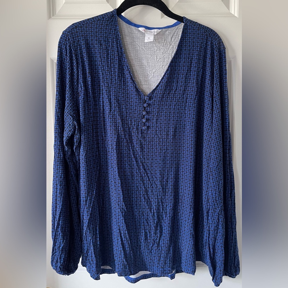 Women’s Liz Claiborne Long Sleeve Blue Top, XL